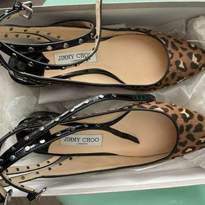 Jimmy Choo size 38.5 EU - Daniela 30 Hazelnut Mix Leopard Print Pony Round Toe P